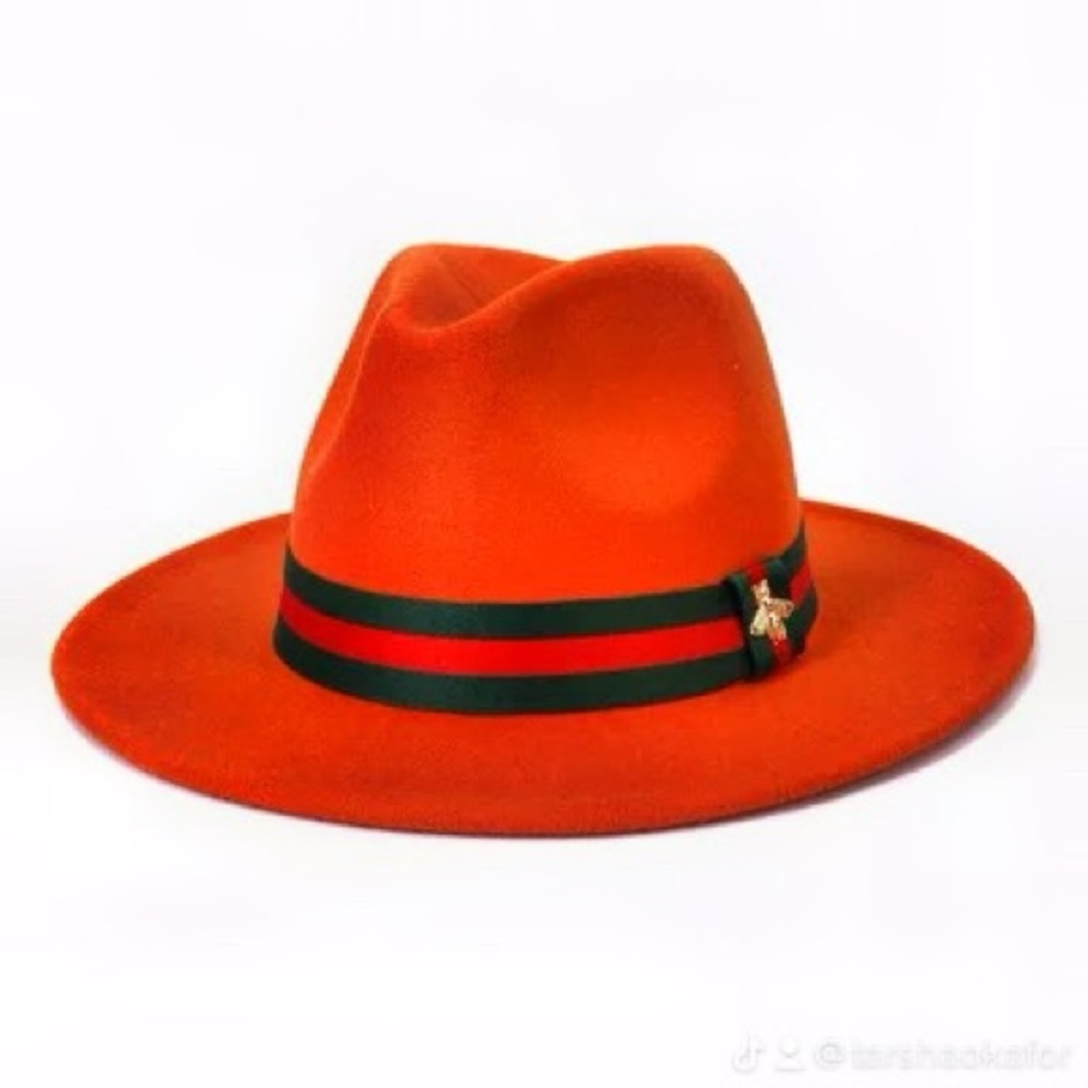 Orange Fedora with Bee-Band Unisex